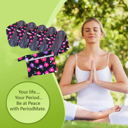 5 Cloth Menstrual Pads Panti Liners with WetBag for light day flow or a back up for your Period Cup (5 Pattern Choices)