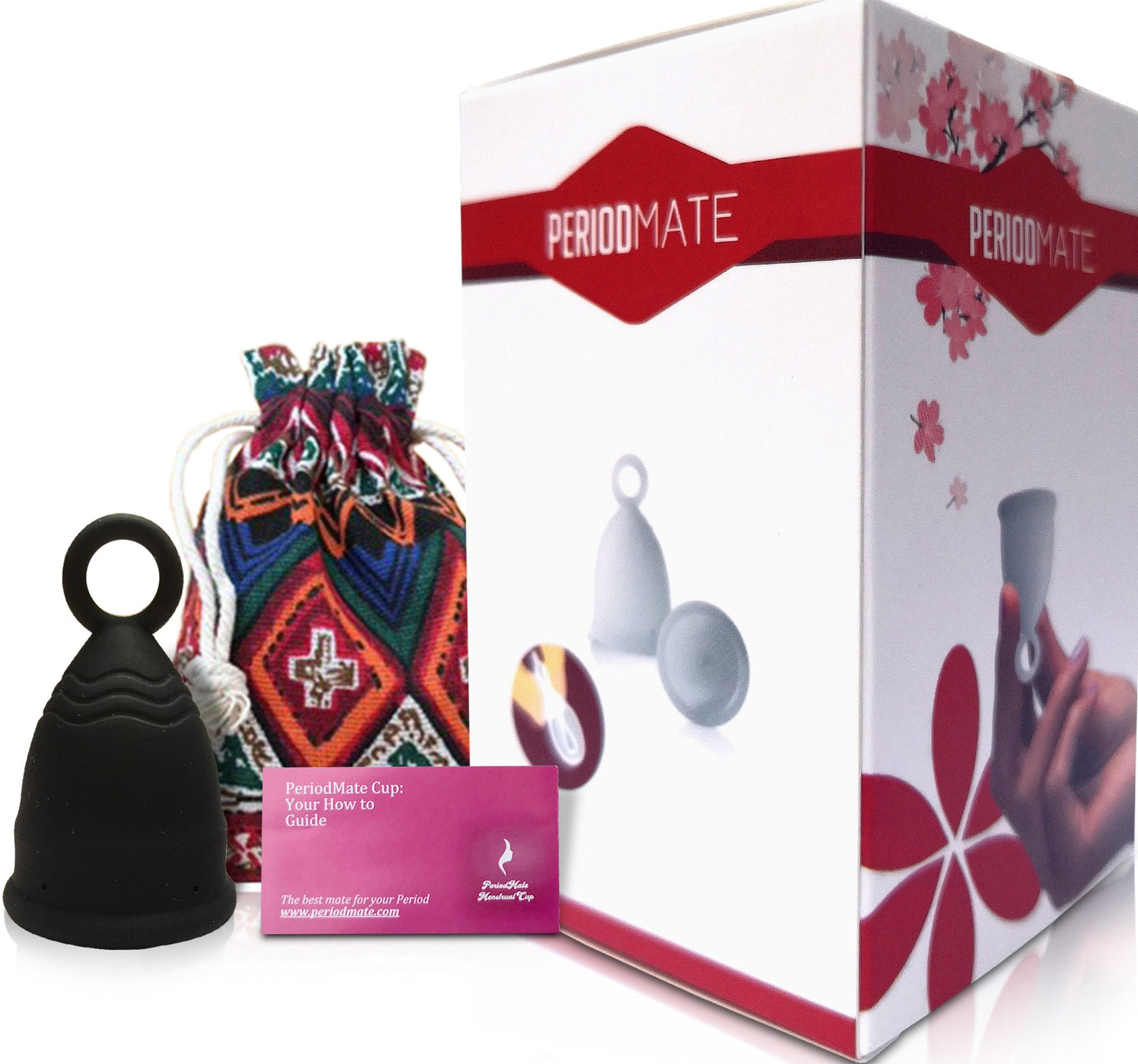 Period Mate Menstrual Cups 5 Color Choices with Ring for Easy removal (Large and Small)