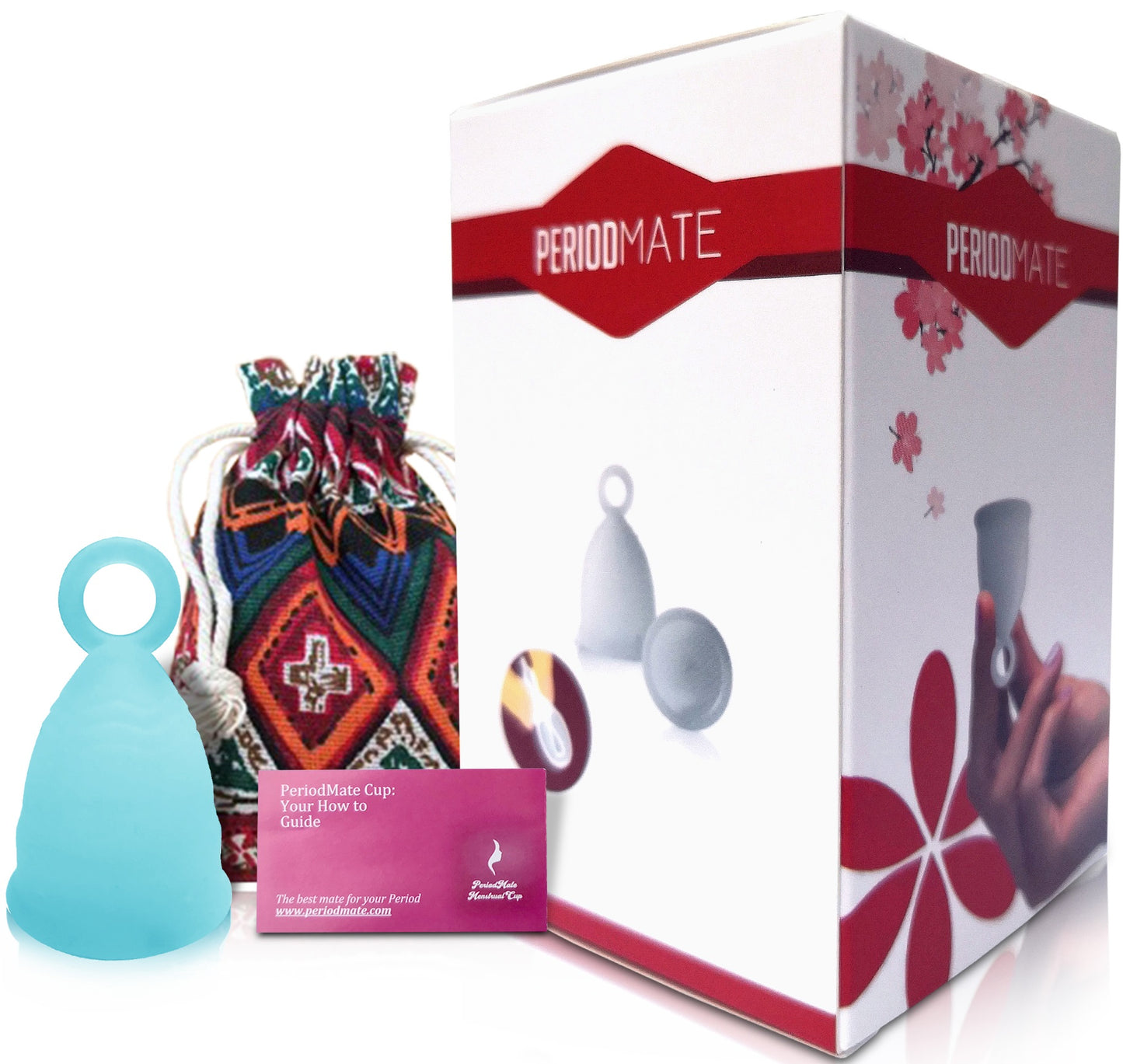 Period Mate Menstrual Cups 5 Color Choices with Ring for Easy removal (Large and Small)