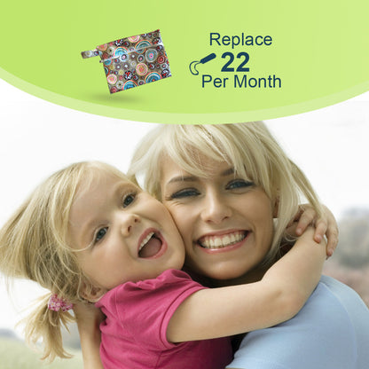 Period Mate Mama Cloths for Medium to heavy Flow with a Bonus Wet bag ( 6 pieces) Carnival