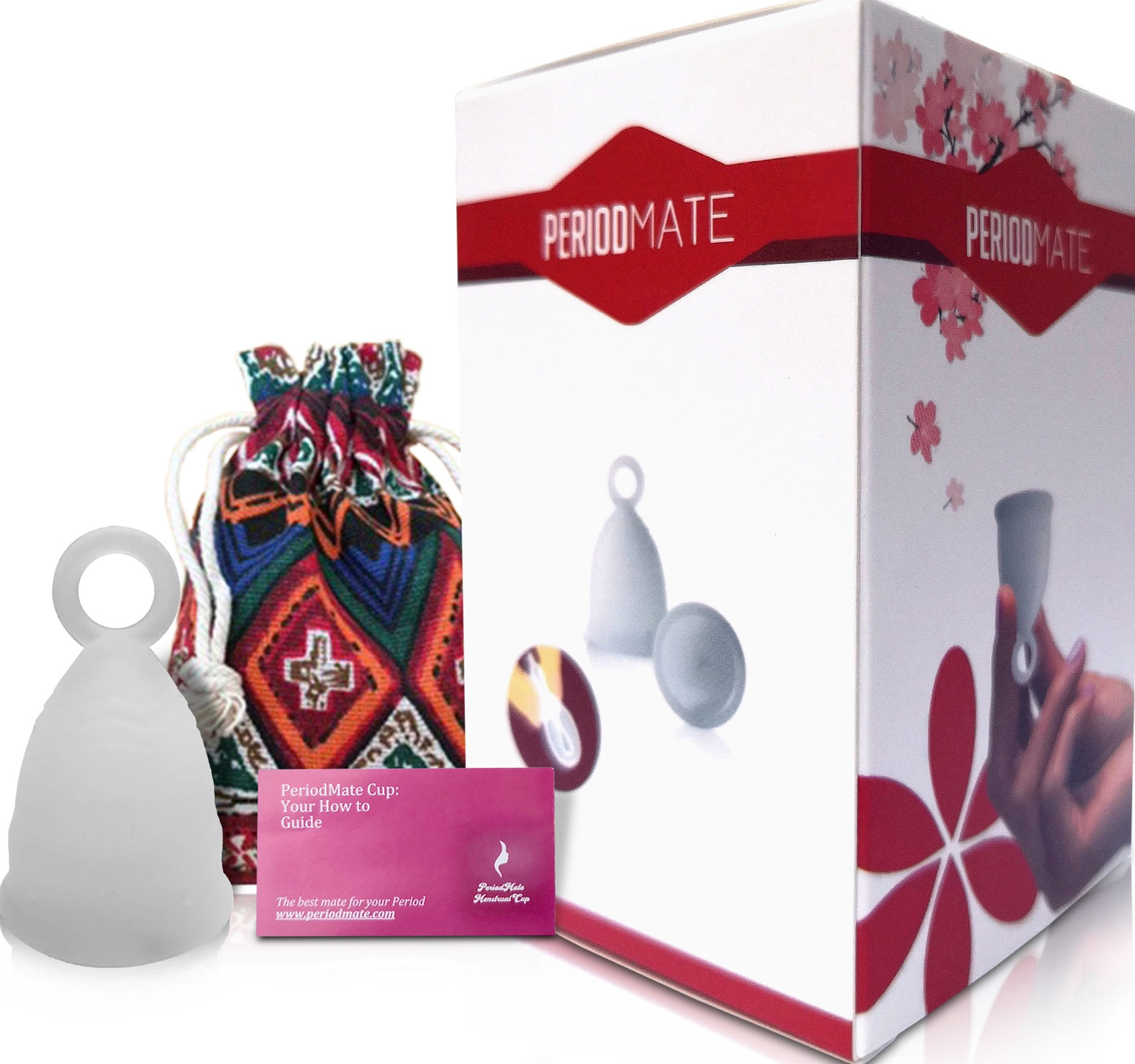 Period Mate Menstrual Cups 5 Color Choices with Ring for Easy removal (Large and Small)