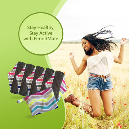 PeriodMate Stain Resistant CLOTH MENSTRUAL PADS Wit (6 PIECES) (Zig-Zag)